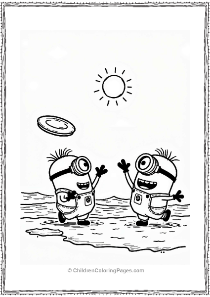 Minions Playing Frisbee On The Beach Free PDF Printable