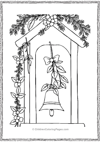 Mistletoe Tied To A Holiday Bell Free PDF Printable