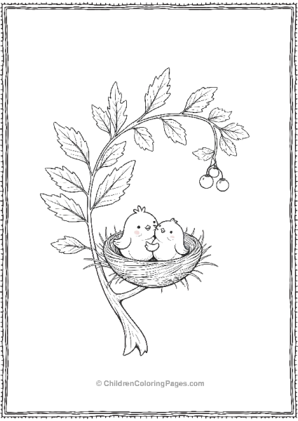 Mistletoe With A Bird Family Nesting Free PDF Printable