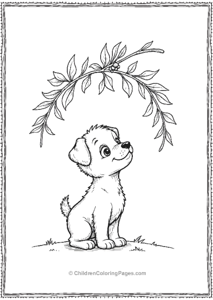 Mistletoe With A Cute Puppy Free PDF Printable