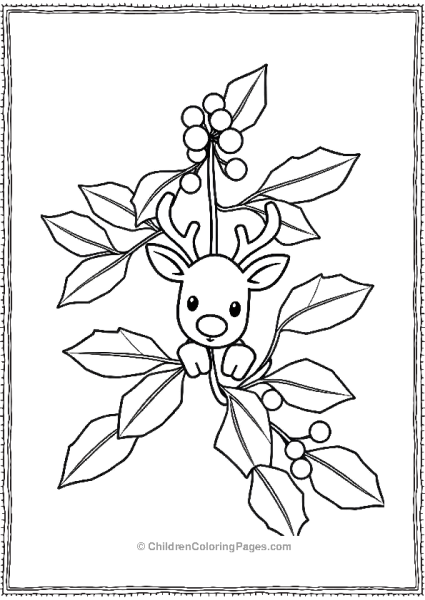 Mistletoe With Little Reindeer Free PDF Printable