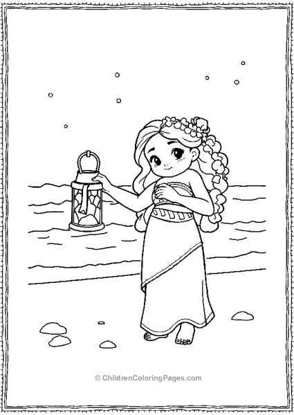 Moana Holding A Christmas Lattern Free PDF Printable