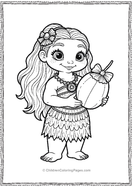 Moana Holding A Coconut With Christmas Bow Free PDF Printable