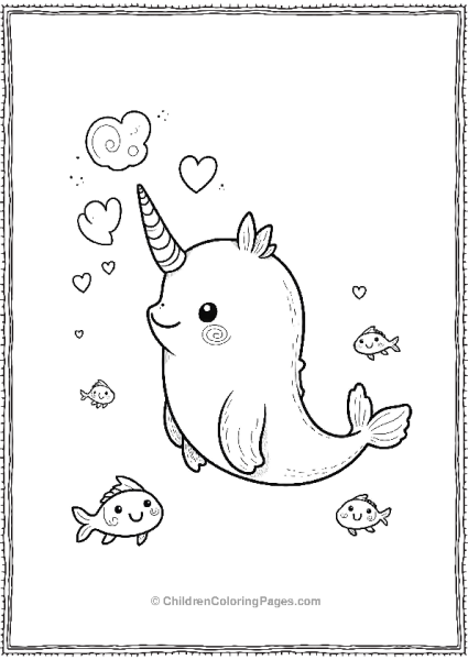 Narwhal Blowing Heartshaped Bubbles Free PDF Printable