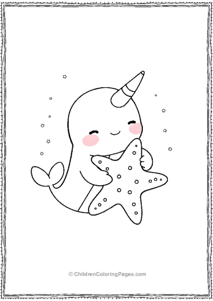 Narwhal Cuddling A Plush Starfish Free PDF Printable