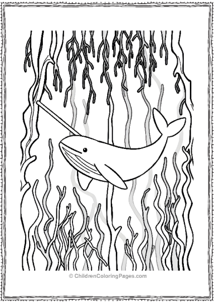 Narwhal Drifting In Kelp Forest Free PDF Printable