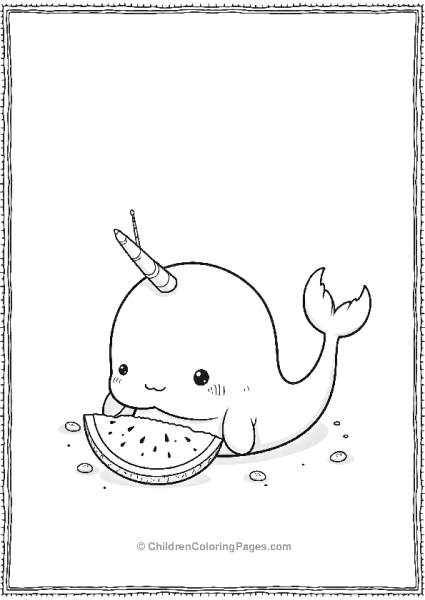 Narwhal Eating A Slice Of Watermelon Free PDF Printable