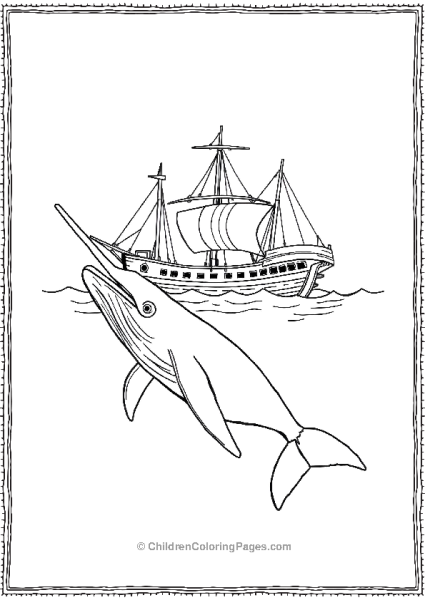 Narwhal Gliding Past A Shipwreck Free PDF Printable