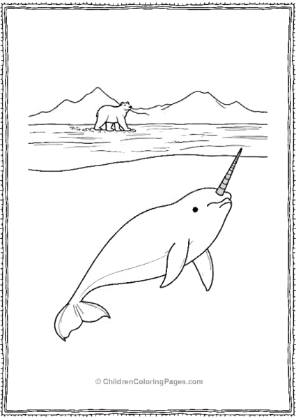 Narwhal Gliding Under Sheet Of Ice Free PDF Printable