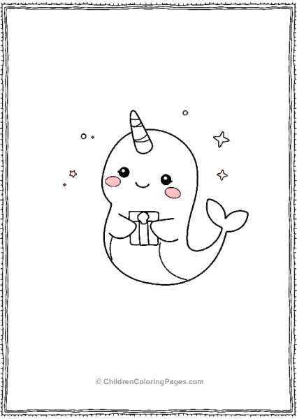 Narwhal Holding A Little Gift Box Free PDF Printable