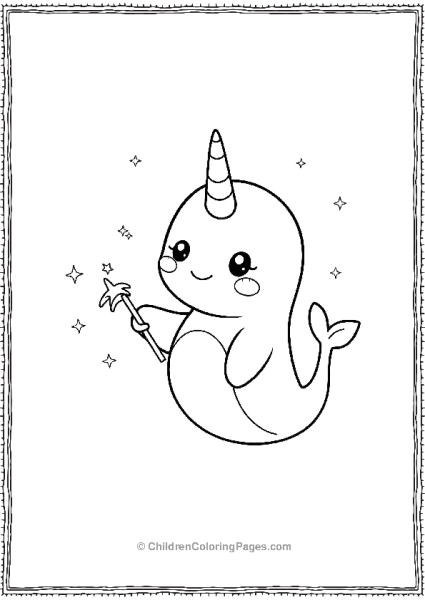 Narwhal Holding A Wand And Doing Tricks Free PDF Printable