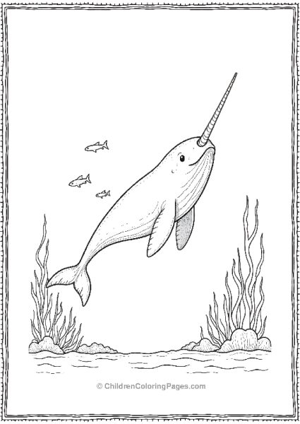 Narwhal In A Serene Underwater Free PDF Printable