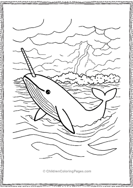 Narwhal In A Stormy Sea Free PDF Printable