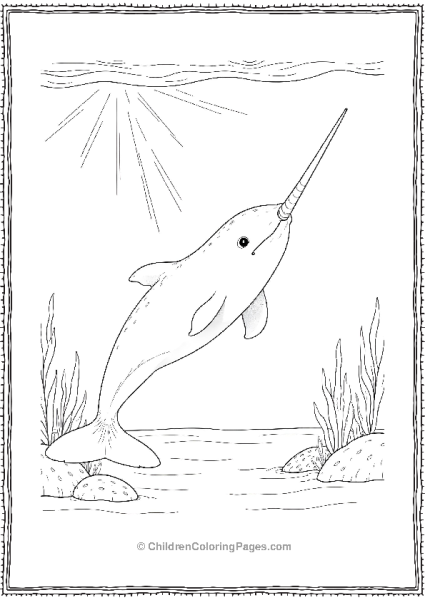 Narwhal In Calm Underwater Free PDF Printable