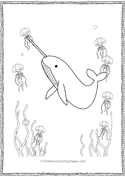 Narwhal In Deep Ocean Free PDF Printable