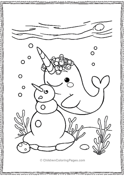 Narwhal Making Snowman Free PDF Printable