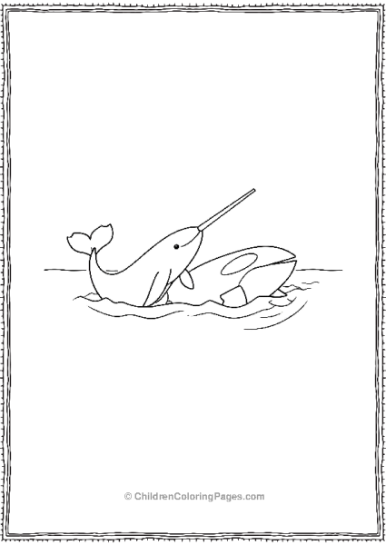 Narwhal Playing With Orcle Free PDF Printable