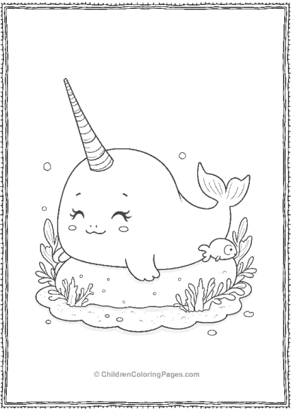 Narwhal Relaxing In Bed Of Corals Free PDF Printable