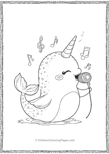 Narwhal Singing Into Seashell Mic Free PDF Printable