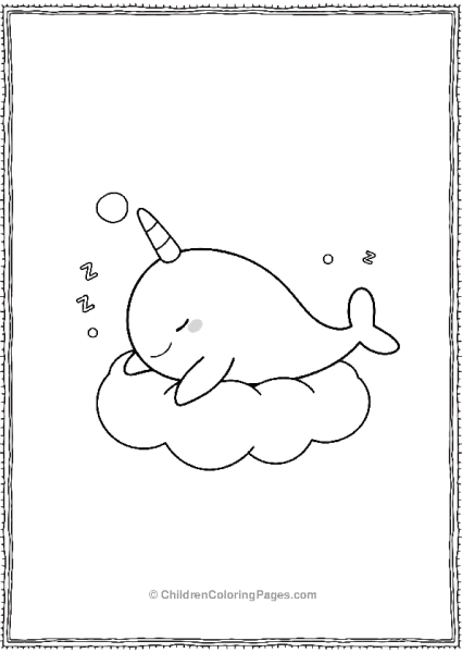 Narwhal Sleeping Peacefully On A Cloud Free PDF Printable