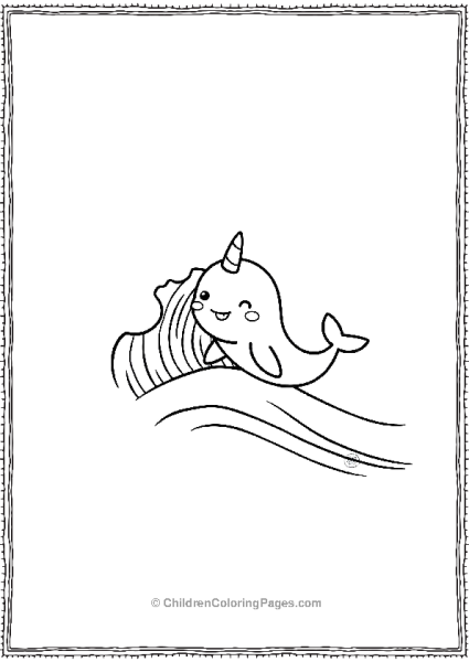 Narwhal Sliding Down A Wave Free PDF Printable