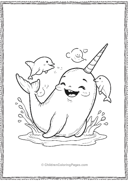 Narwhal Splashing Playfully Free PDF Printable