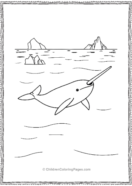 Narwhal Swimming In The Ocean Free PDF Printable