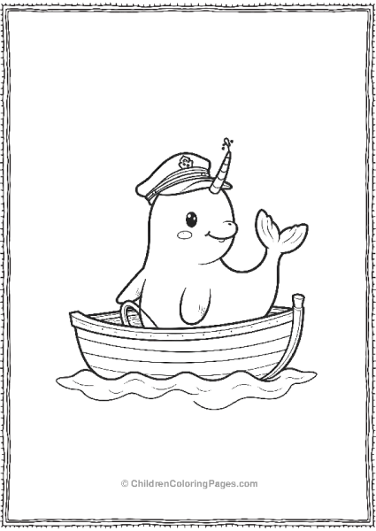 Narwhal Wearing A Captain Hat Free PDF Printable