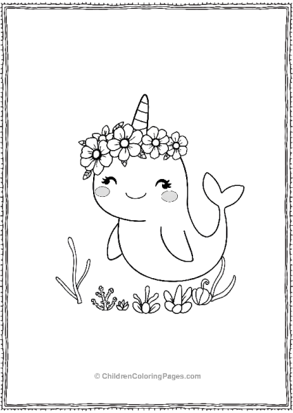 Narwhal Wearing A Flower Crown Free PDF Printable