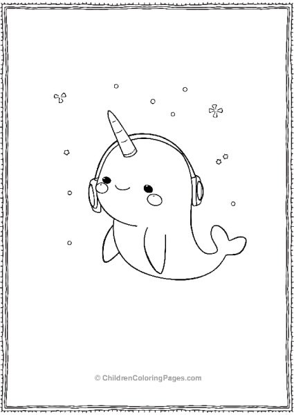 Narwhal Wearing Earmuff Free PDF Printable