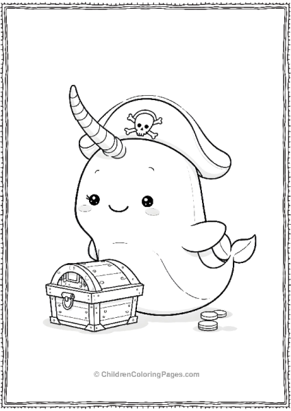 Narwhal Wearing Pirate Hat Free PDF Printable