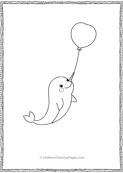 Narwhal With A Balloon Tied To Its Tail Free PDF Printable