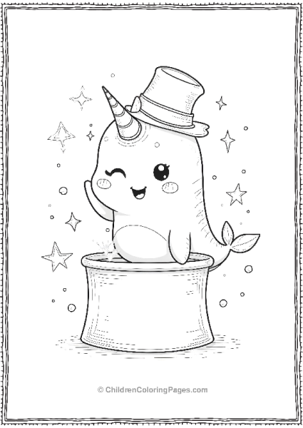 Narwhal With A Magician Hat Free PDF Printable