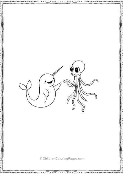 Narwhal With A Squid Dancing Free PDF Printable