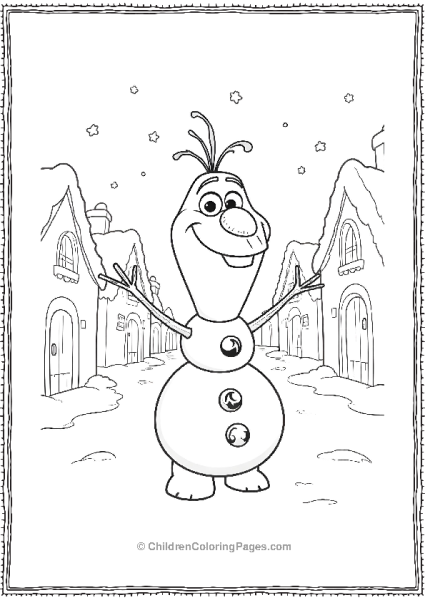 Olaf In A Snowy Village Free PDF Printable