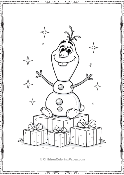 Olaf Sitting On Pile Of Presents Free PDF Printable