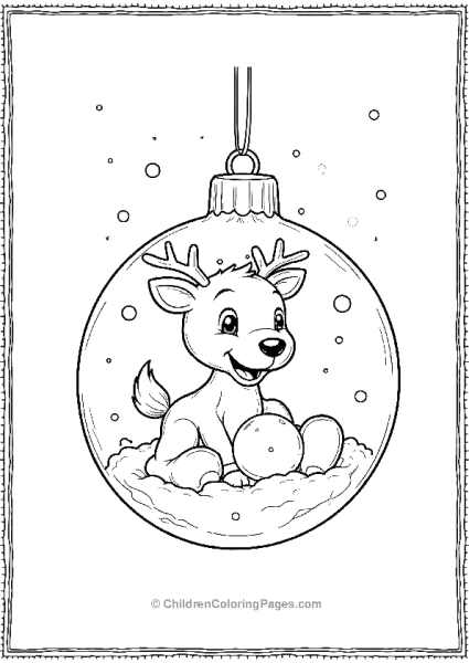 Ornament With Playing Reindeer Free PDF Printable