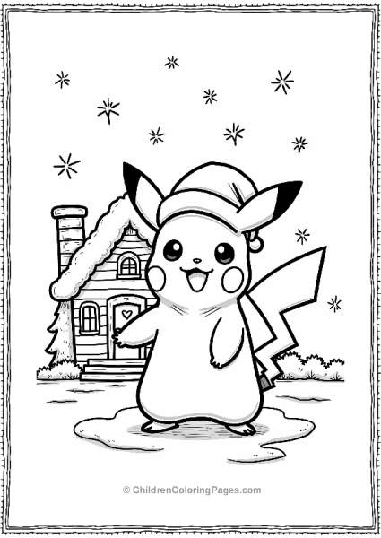 Pikachu Celebrating Christmas Free PDF Printable