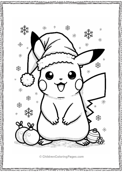 Pikachu In A Santa Hat For Christmas Free PDF Printable