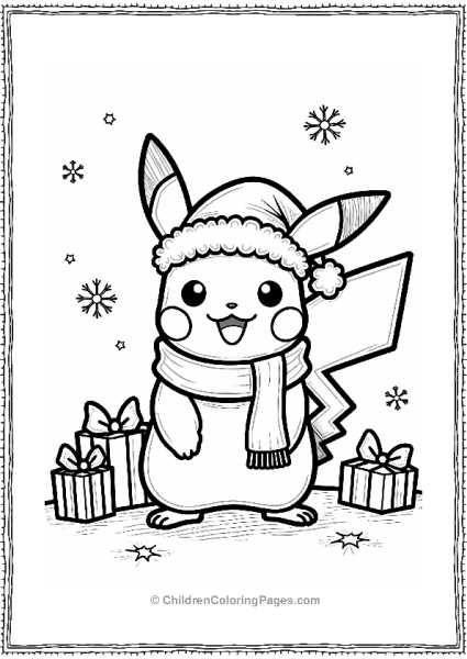 Pikachu In A Santa Hat Free PDF Printable