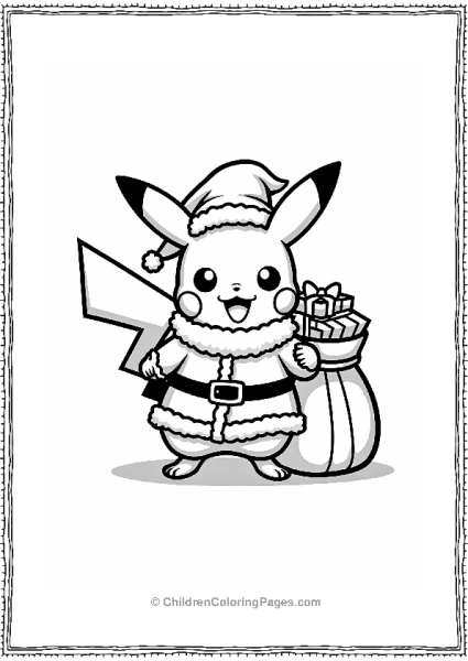 Pikachu Santa With Gifts Free PDF Printable