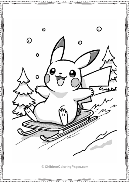 Pikachu Sledding In A Winter Wonderland Free PDF Printable