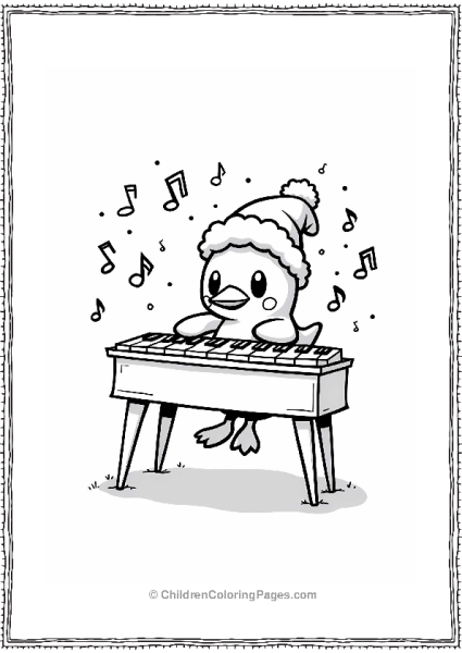 Piplup Playing Piano At Christmas Free PDF Printable