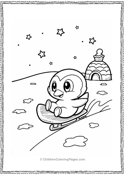 Piplup Sliding Down A Snowy Hill Free PDF Printable