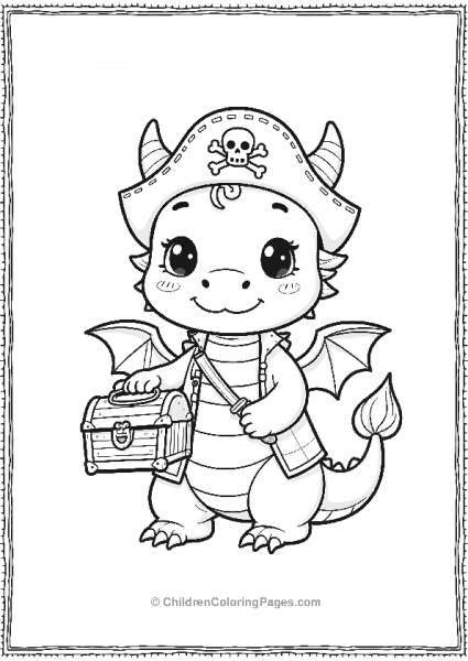 Pirate Dragon With Treasure Chest Free PDF Printable