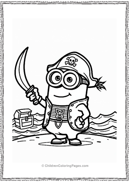 Pirate Minion With Treasure Chest Free PDF Printable