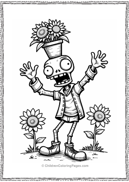 Plants Vs Zombies Dancing Zombie With Flower Pot Free PDF Printable