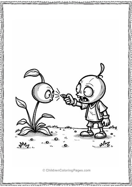 Plants Vs Zombies Peashooter Aiming At Zombie Free PDF Printable