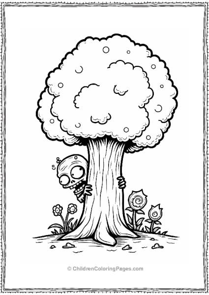 Plants Vs Zombies Plants Vs Zombies Zombie Hiding Behind A Tree Free PDF Printable