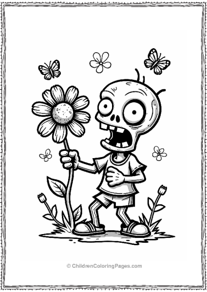 Plants Vs Zombies Surprised Zombie With Flower Free PDF Printable